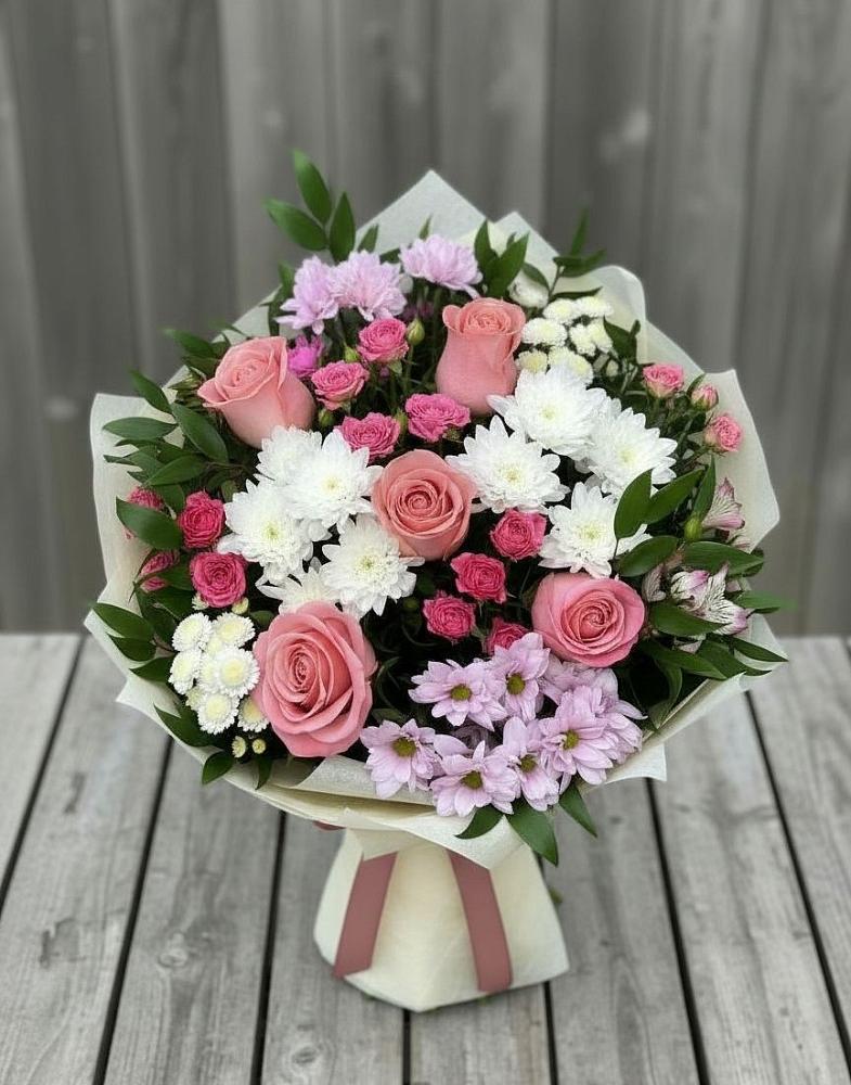 Букет цветов из: Альстромерии, Гвоздики, Розы и Хризантемы в Богородском