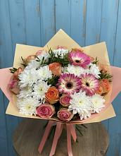 Букет цветов из:  Розы, Герберы и Хризантемы в Богородском