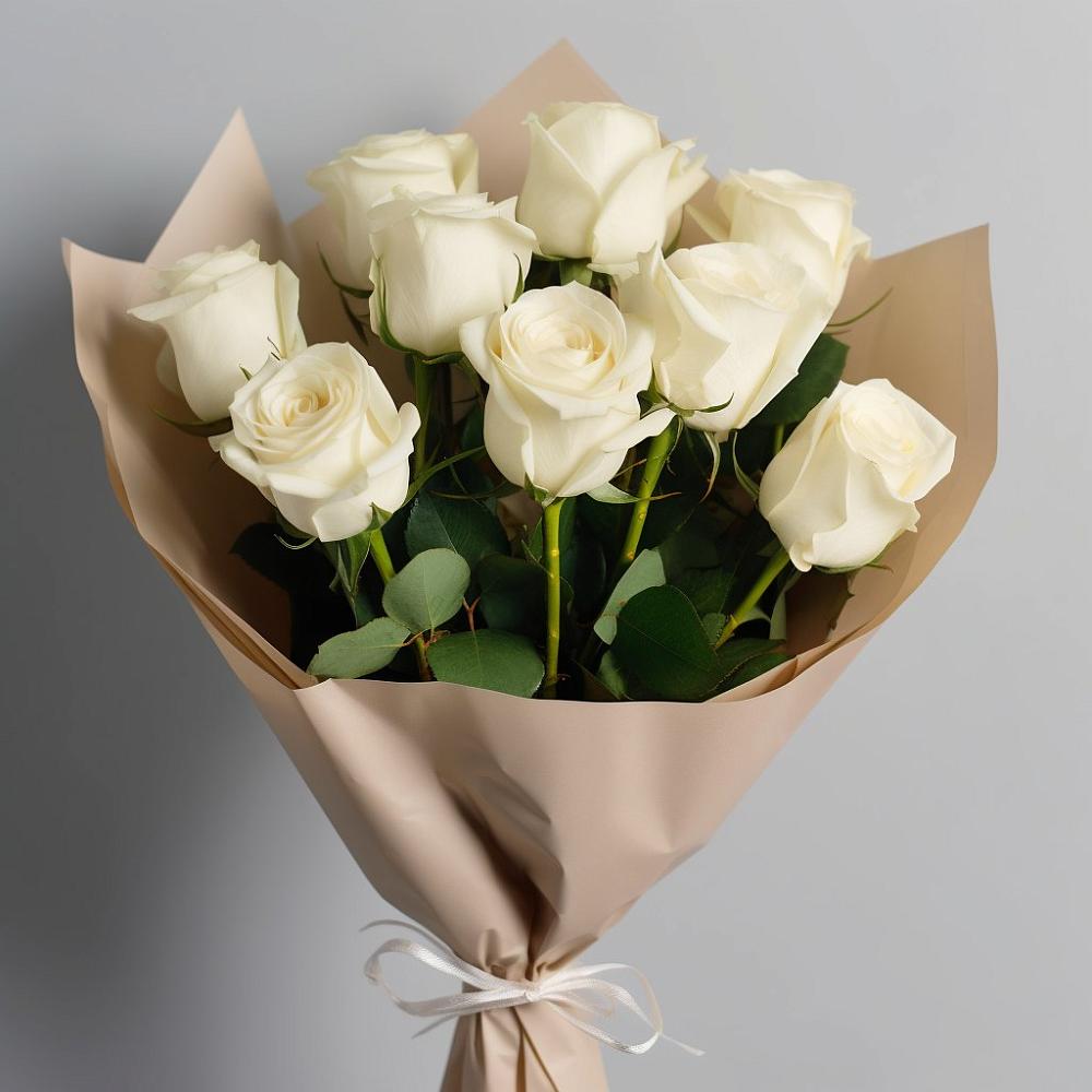 Букет 9 Белых роз Эдлесс Лав в Богородском