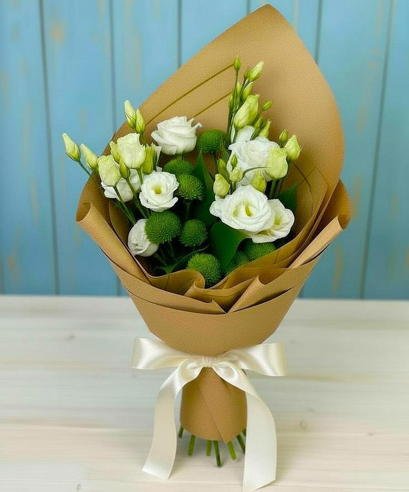 Букет цветов из: Хризантемы и Лизиантусы в Богородском