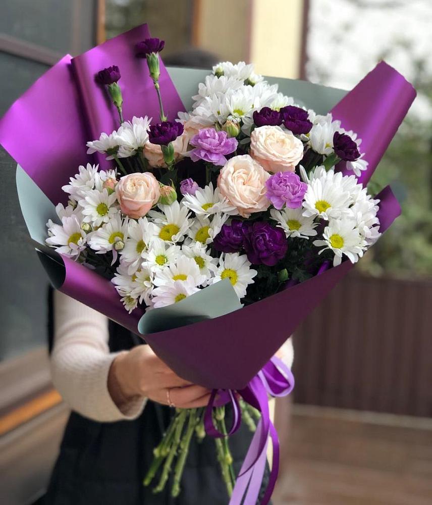 Букет цветов из: Хризантемы, Гвоздики и Розы в Богородском