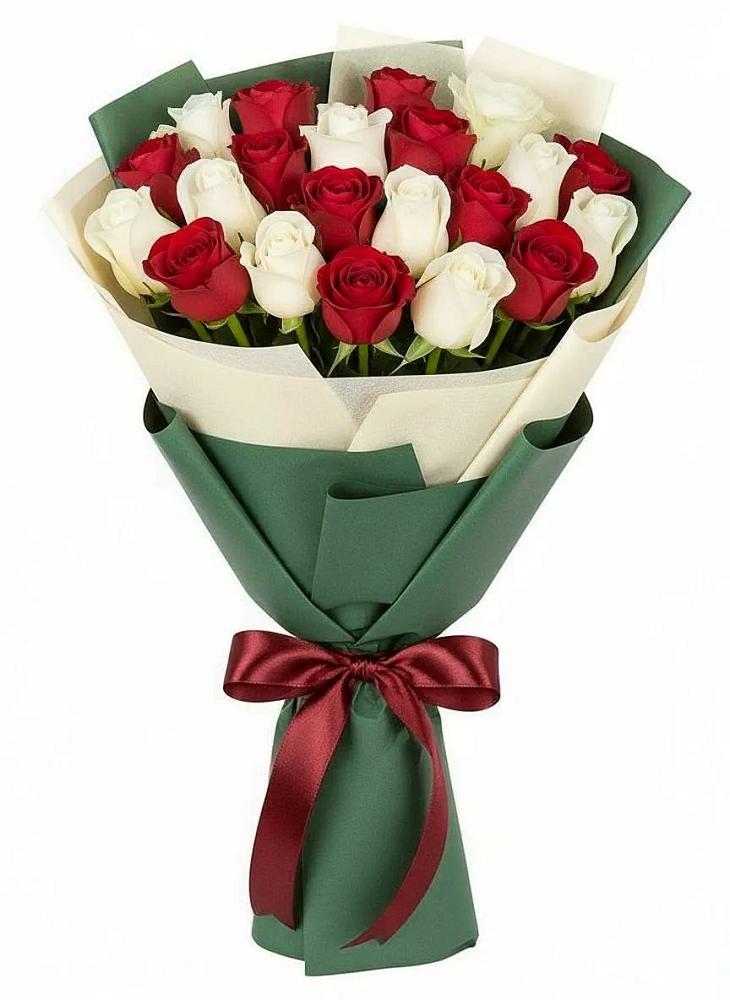 Букет Микс из красных и белых роз в Богородском