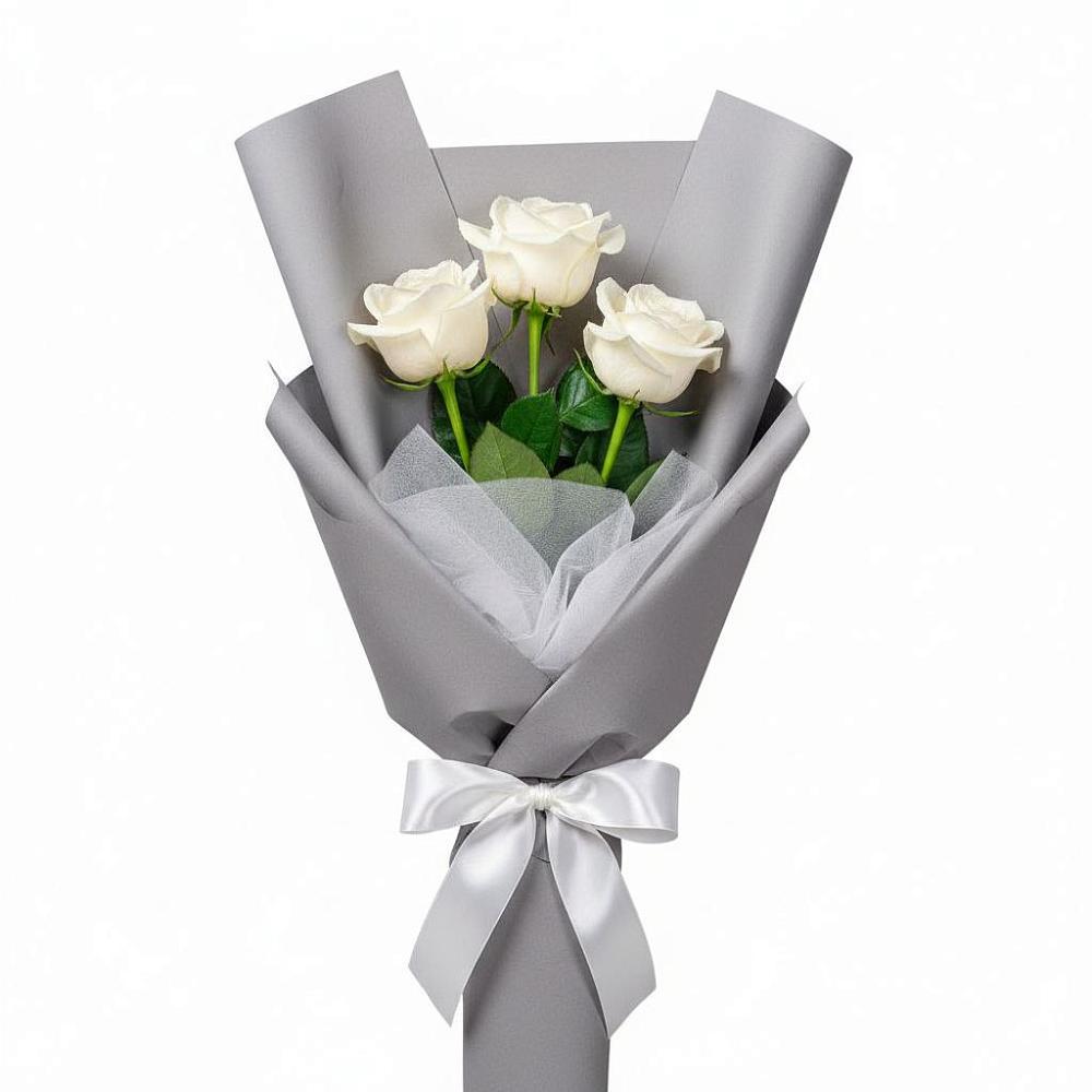 Букет 3 белые розы в Богородском