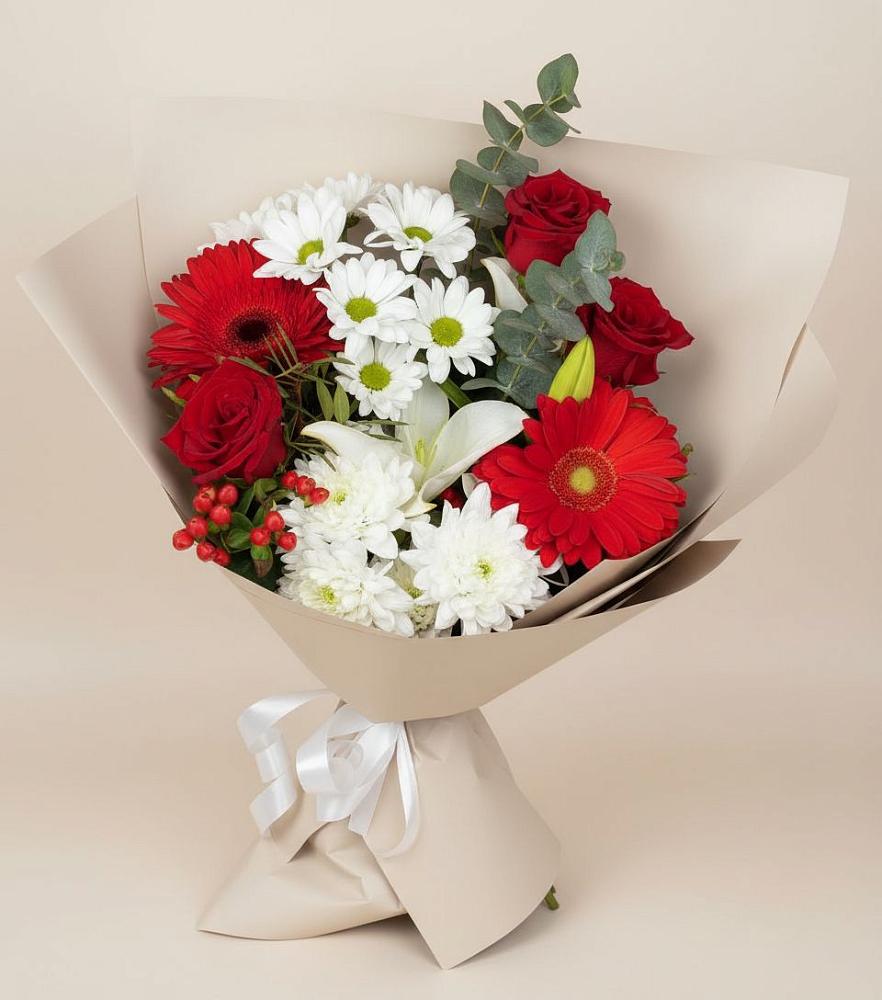Букет цветов из: Розы, Хризантемы, Герберы и Лилии в Богородском