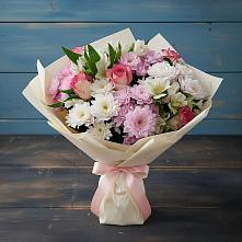 Букет цветов из:  Хризантемы, Альстромерии и Розы в Богородском