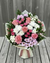 Букет цветов из:  Альстромерии, Гвоздики, Розы и Хризантемы в Богородском