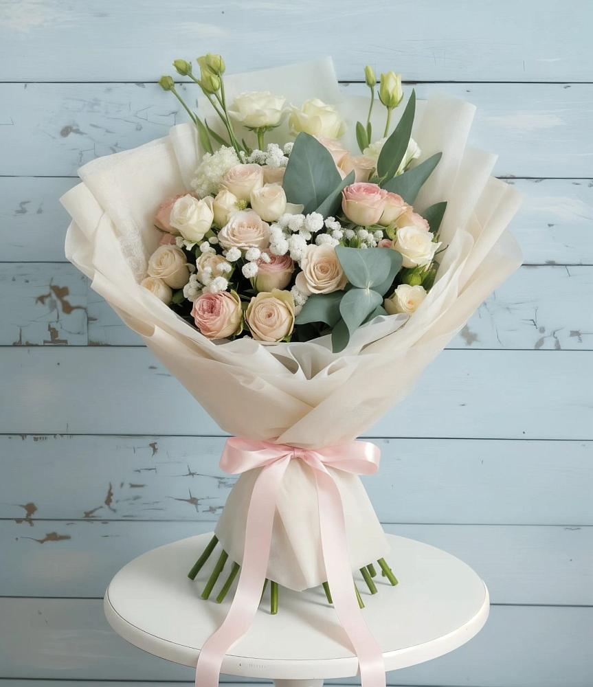 Букет цветов из: Розы и Лизиантусы в Богородском