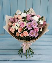 Букет цветов из:  Хризантемы, Розы и Альстромерии в Богородском