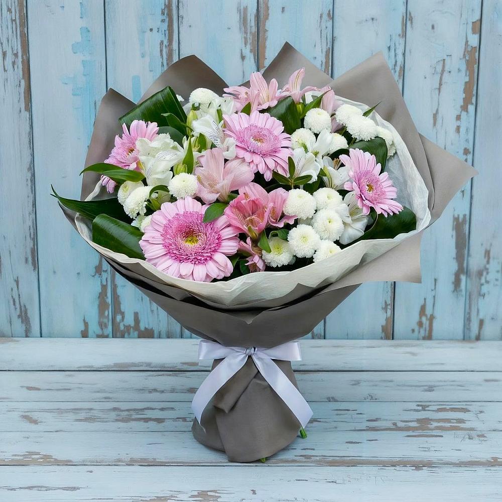 Букет цветов из: Герберы, Альстромерии и Хризантемы в Богородском