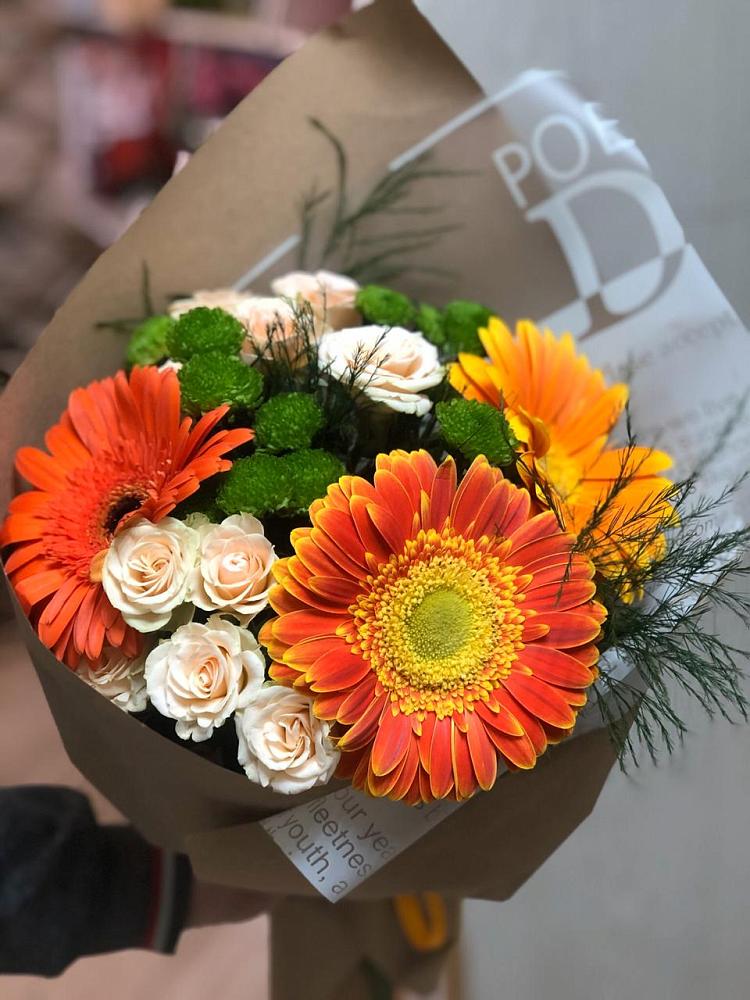 Букет цветов из: Герберы, Хризантемы и Розы в Богородском